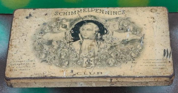 Sigarenblik.  Schimmelpenninck.  Spaanstalig. RARE.  1920., Verzamelen, Rookartikelen, Aanstekers en Luciferdoosjes, Gebruikt