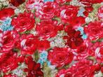 Stof rode bloemen, Hobby en Vrije tijd, Stoffen en Lappen, Ophalen of Verzenden, Zo goed als nieuw, Rood, 120 cm of meer