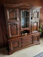 Massief Eiken kast met glasvitrine(gratis ophalen), Ophalen, 200 cm of meer, Met deur(en), 150 tot 200 cm