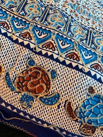 Tafelkleed/Beddensprei Schildpaddenmotief Blauw/Bruin/Goud beschikbaar voor biedingen