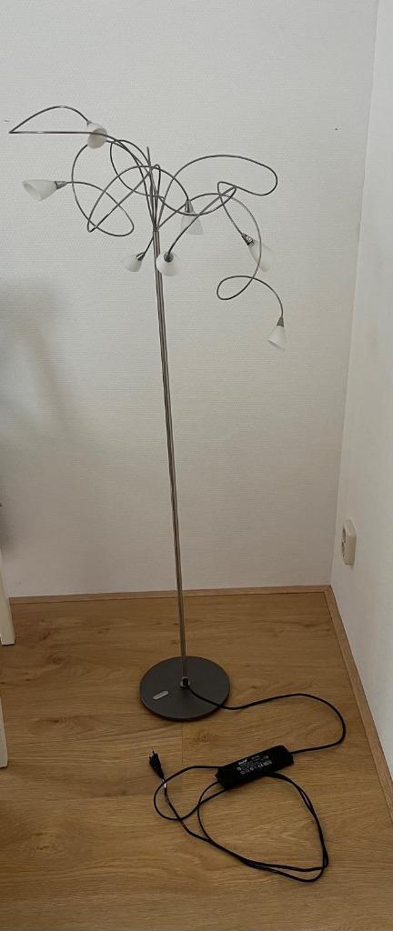7-kelks dimbare staande lamp, Huis en Inrichting, Lampen | Vloerlampen, Gebruikt, 100 tot 150 cm, Glas, Metaal, Ophalen