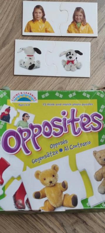 Puzzel voor kinderen: zoek de tegenovergestelden beschikbaar voor biedingen