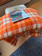 Wollen deken oranje ruit vintage retro 220 x180 cm, Ophalen of Verzenden, Zo goed als nieuw