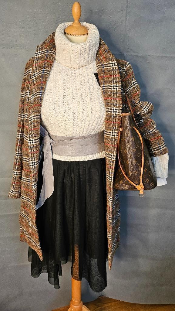 Chique Zara Geruite Jas/Blazer - Bruin Multi Kleur - Maat S, Kleding | Dames, Jassen | Winter, Zo goed als nieuw, Maat 38/40 (M)