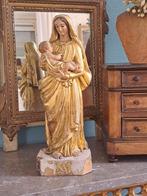 Antieke Maria met kind in Verguld Hout (18de Eeuws), Ophalen of Verzenden