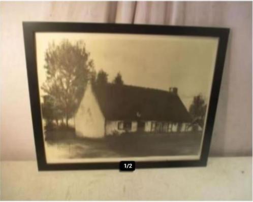 Mooi Aquarel 'Oude Hoeve' - Ignace Maes, Antiek en Kunst, Kunst | Schilderijen | Klassiek, Ophalen of Verzenden