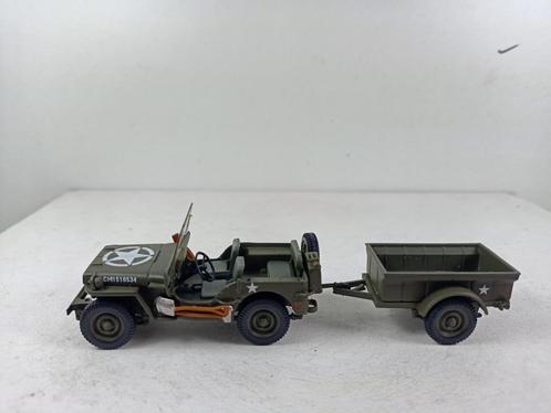 1/43  jeep willys en aanhanger army, Hobby en Vrije tijd, Modelauto's | 1:43, Zo goed als nieuw, Auto, Overige merken, Ophalen of Verzenden