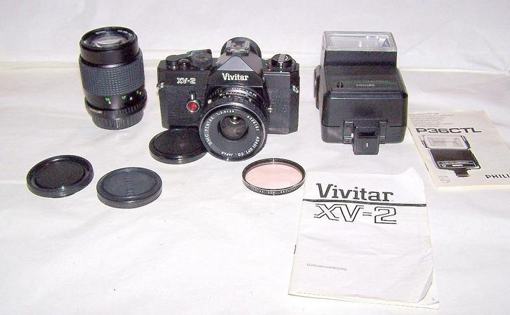 Prachtige set: Vivitar XV-2 met flitser. Izgs., Audio, Tv en Foto, Fotocamera's Analoog, Zo goed als nieuw, Spiegelreflex, Overige Merken
