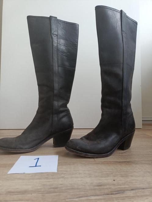 fancy lederen merk laarzen, 8 stuks, maat 37, v.a. 10 Euro, Kleding | Dames, Schoenen, Zo goed als nieuw, Hoge laarzen, Zwart