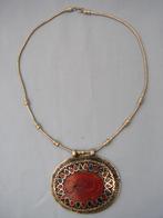 Stenen schorpioen hanger aan ketting - 20e eeuw, Gebruikt, Ophalen of Verzenden, Steen of Mineraal, Zilver