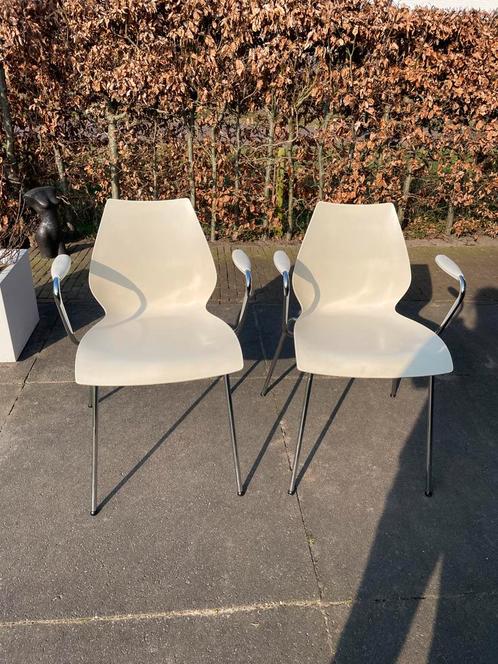 Kartell Maui 2 stuks design, Huis en Inrichting, Stoelen, Kunststof, Wit, Ophalen