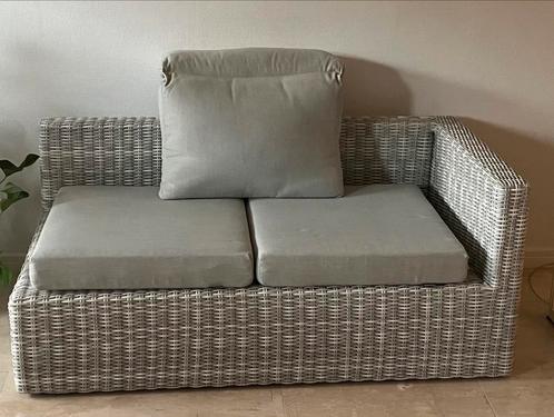 Tuin / balkon / serre bank wicker grijs/wit Intratuin, Tuin en Terras, Tuinsets en Loungesets, Zo goed als nieuw, Wicker, 2 zitplaatsen