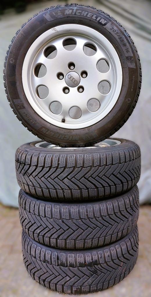 205/55R16 Michelin Alpine 6 op li metalen Audivelgen, Auto-onderdelen, Banden en Velgen, Band(en), Winterbanden, 16 inch, 205 mm