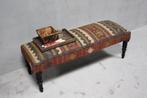 Kleurrijk Bankje Landelijke Hocker Oosterse Bank Kelim Sofa, Minder dan 75 cm, Ophalen of Verzenden, Uniek Kleurrijk Werelds Vintage Style Bohemian Landelijk