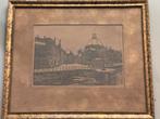 Gesigneerde ets van Marius Janssen – Amsterdam, Stroo Markt, Antiek en Kunst, Ophalen