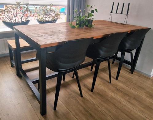 Tafel met los bankje en 3 stoelen van Loods 5, Huis en Inrichting, Tafels | Eettafels, Gebruikt, Vijf personen of meer, Rechthoekig