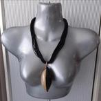 Manouk - koordketting met hanger van hoorn, Sieraden, Tassen en Uiterlijk, Kettingen, Verstelbaar, Verzenden, Zwart, Nieuw