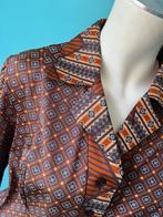 Vintage jaren 70 blouse bruin/motief maat 40, Kleding | Dames, Maat 38/40 (M), Bruin, Verzenden, Vintage