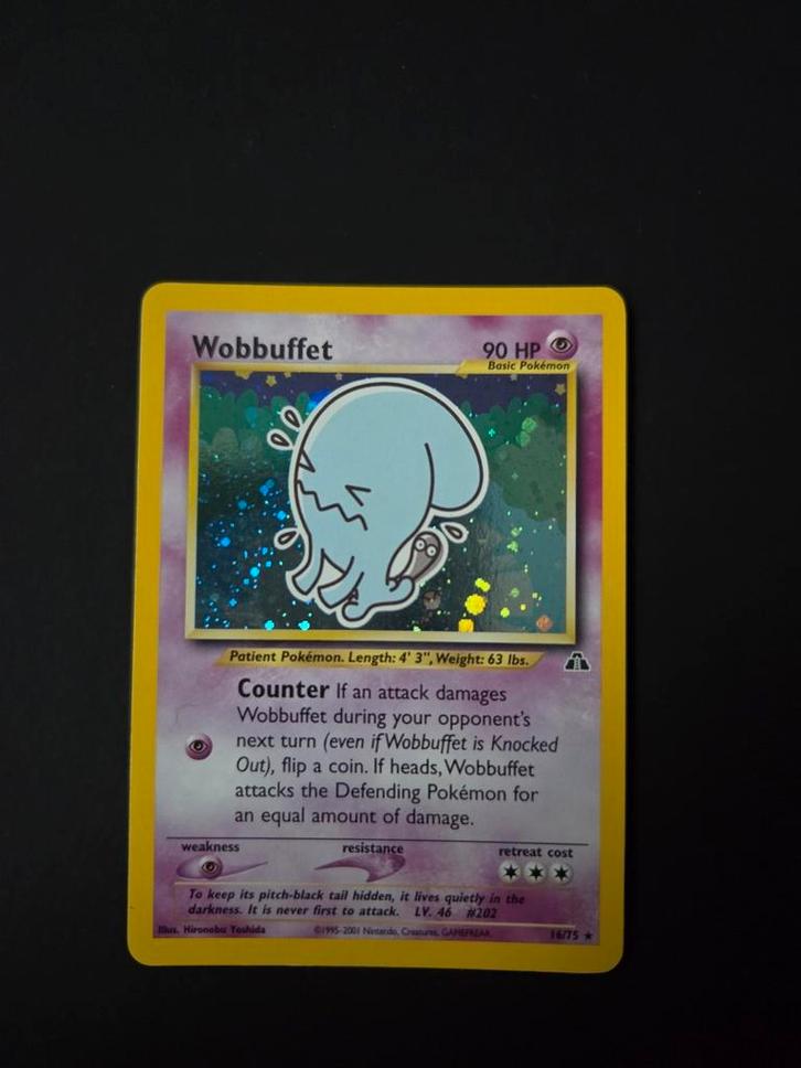 Wobbuffet 16/75 Pokemon Neo Discovery holo, Hobby en Vrije tijd, Verzamelkaartspellen | Pokémon, Zo goed als nieuw, Booster, Foil