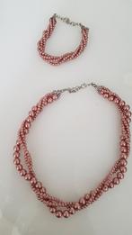 Lucardi Roze Ketting & Armband met Parels nieuw, Ophalen of Verzenden, Nieuw, Roze