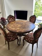 Prachtige houten uitschuifbare tafel met 4 stoelen, Antiek en Kunst, Antiek | Meubels | Tafels, Ophalen of Verzenden