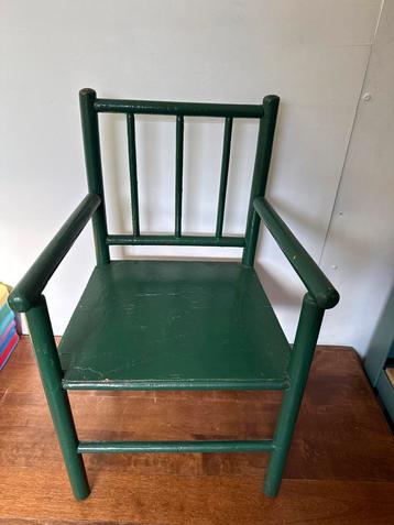 Vintage Kinderstoel - Groen Hout beschikbaar voor biedingen