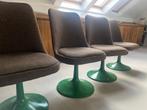 4 Vintage Stoelen met Trompetvoet en wollen bekleding, Ophalen, Gebruikt, Bruin, Stof