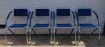 17 x Vintage Bauhaus stoelen vergaderstoelen leer Retro, Blauw, Leer, Ophalen of Verzenden, Zo goed als nieuw