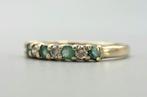 Gouden Vintage ring edelsteen smaragd en diamant. 2025/546., ., Ophalen of Verzenden, ., Met edelsteen