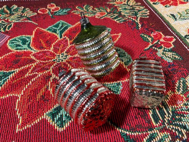 3 stuks hele oude glazen lampionnen, Diversen, Kerst, Gebruikt, Ophalen of Verzenden