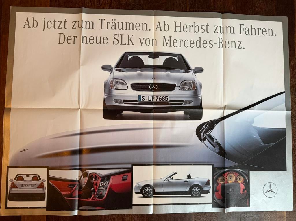 Mercedes Benz SLK Poster 1996, Gelezen, Diverse auteurs, Mercedes, Ophalen of Verzenden