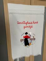 Vintage voorhangdoek voor handdoekrek geborduurd, Ophalen, Gebruikt, Wit