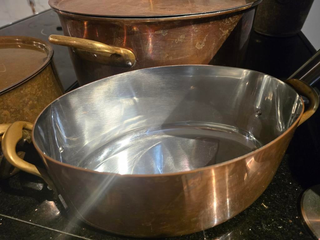 Koperen Pannenset - Nauwelijks Gebruikt, Huis en Inrichting, Keuken | Potten en Pannen, Overige materialen, Pannenset, Ophalen of Verzenden