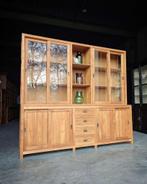 Grote vintage schoolkast | Open, glazen zijkanten |  #2480, Niet ingevuld, Gebruikt, Met deur(en), 200 cm of meer