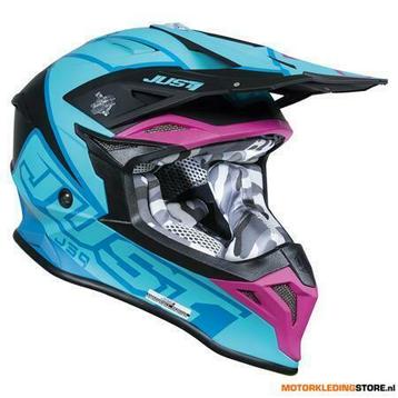 Just1 J39 Thruster Crosshelm, Blauw-Roze beschikbaar voor biedingen