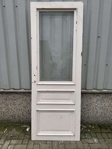 Prachtige antieke deur met geetst glas 86 x238 beschikbaar voor biedingen