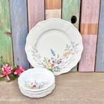 Gebakset wilde bloemen cakeset 6 delig porselein bloemetjes, Gebruikt, Ophalen of Verzenden, Bord(en), Overige stijlen
