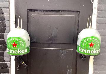 Te koop mancave cafe RVS Heineken lampen compleet beschikbaar voor biedingen