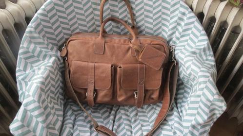 Cowboysbag leren tas, Davis 1239, bruin, 41x28x15, schooltas, Sieraden, Tassen en Uiterlijk, Tassen | Schooltassen, Zo goed als nieuw
