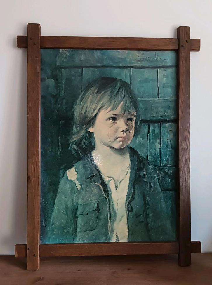 Bragolin Huilend Jongetje Schilderij vintage, Antiek en Kunst, Kunst | Schilderijen | Klassiek, Ophalen of Verzenden