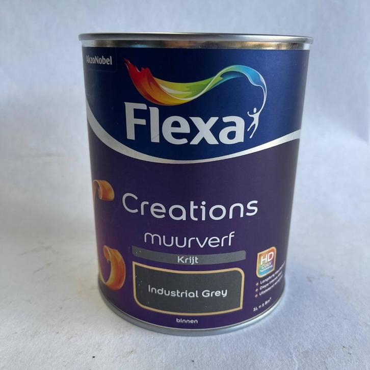 Flexa Creations Muurverf Industrial Grey Krijt Grijs 1L, Doe-het-zelf en Verbouw, Verf, Beits en Lak, Nieuw, Verf, Minder dan 5 liter