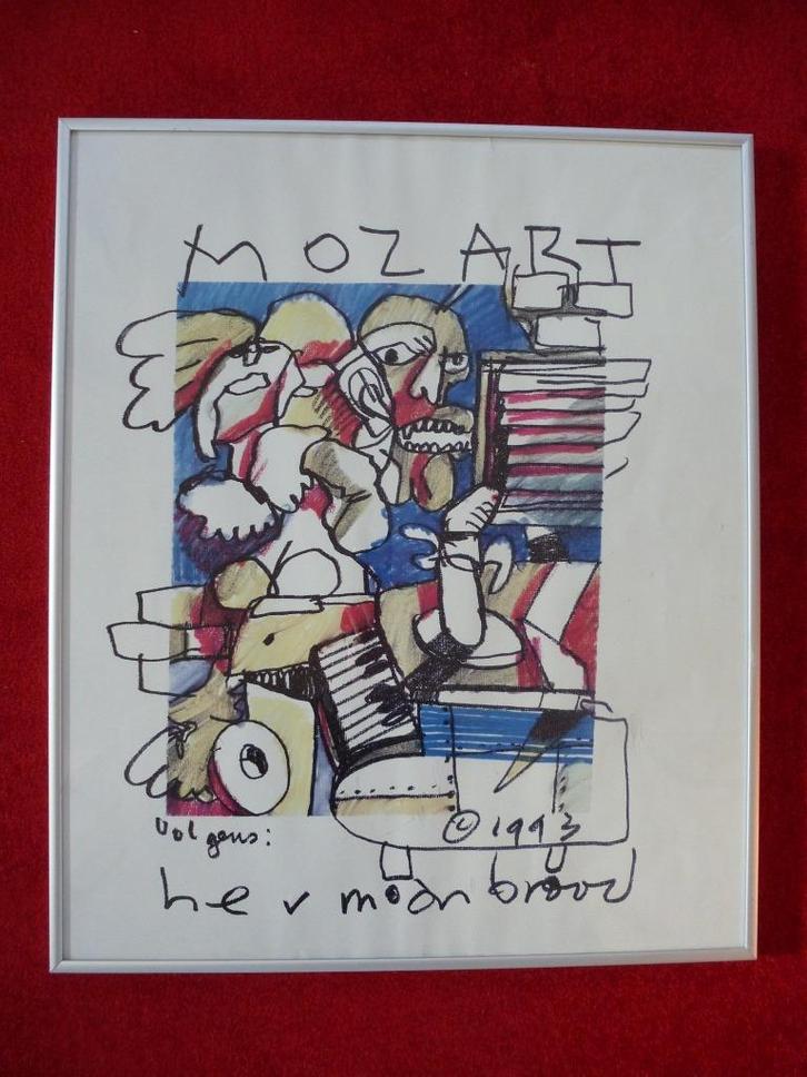 Kunstposter Herman Brood - In lijst, Verzamelen, Posters, Zo goed als nieuw, Overige onderwerpen, A1 t/m A3, Met lijst, Ophalen