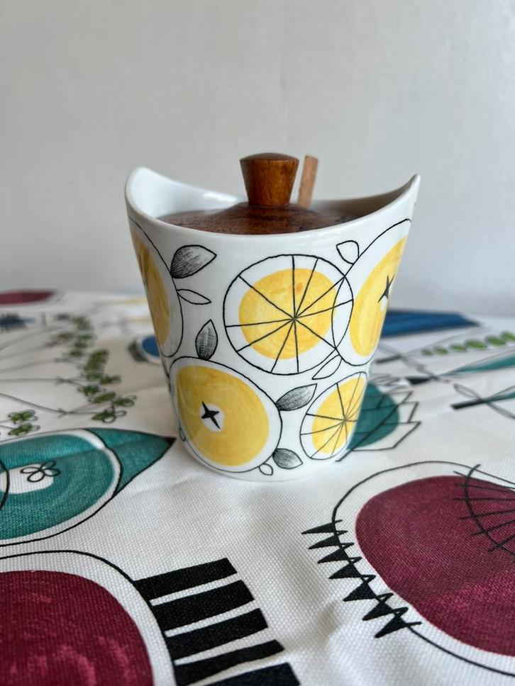 Vintage Rörstrand Picknick Lemon Marmeladepot M. Westman 50s, Antiek en Kunst, Antiek | Servies los, Ophalen of Verzenden