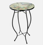 IJzer-Glas Pauw Ronde Zij-tafeltje Mozaïek bijzettafel Nieuw, 45 tot 60 cm, Minder dan 55 cm, Rond, Nieuw