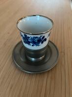 Tinnen drinkbeker met porseleinen beker, Antiek en Kunst, Antiek | Tin, Ophalen of Verzenden