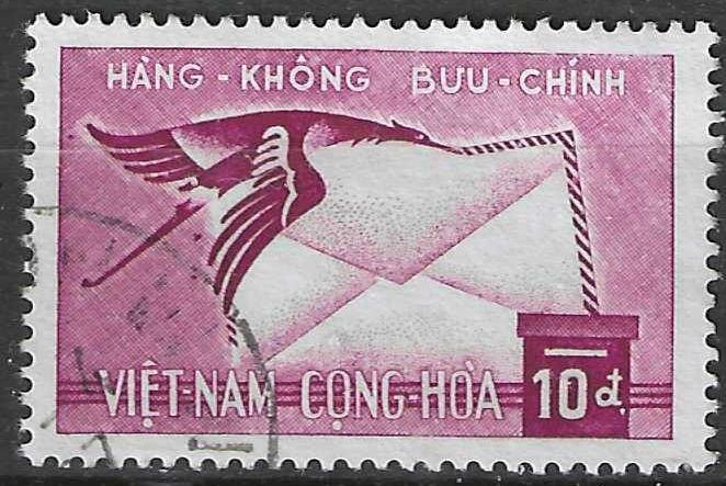 Zuid-Vietnam 1960 - Yvert 14PA - Kraanvogel met brief. (ST), Postzegels en Munten, Postzegels | Azië, Gestempeld, Zuidoost-Azië