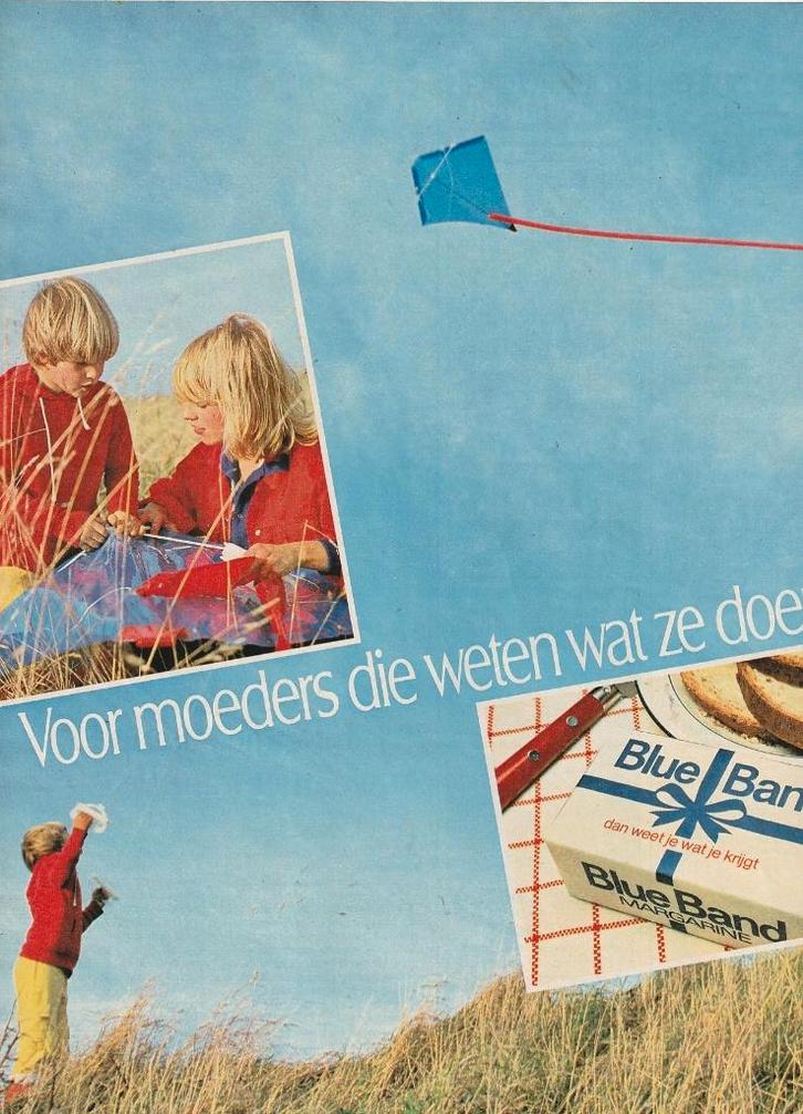 Retro reclame 1982 Blue Band kinderen met vlieger, Verzamelen, Retro, Overige typen, Verzenden