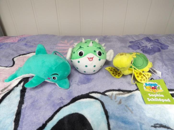nieuw 3x Lidl aquamini's, schildpad, kogelvis, dolfijn, Kinderen en Baby's, Speelgoed | Knuffels en Pluche, Nieuw, Overige typen