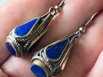 Zilveren oorbellen Lapis Lazuli, Sieraden, Tassen en Uiterlijk, Oorbellen, Hangers, Zo goed als nieuw, Met edelsteen, Zilver