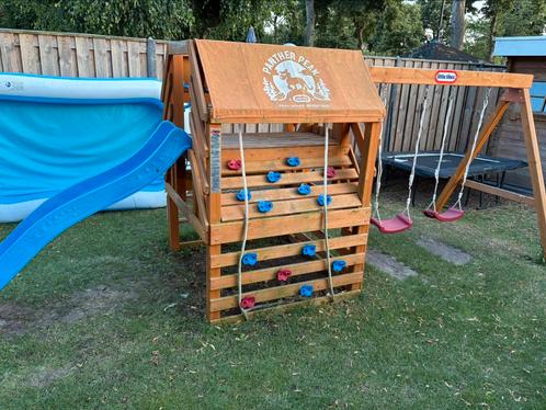 Speelhuisje met glijbaan en schommels little tikes, Kinderen en Baby's, Speelgoed | Buiten | Speeltoestellen, Gebruikt, Glijbaan